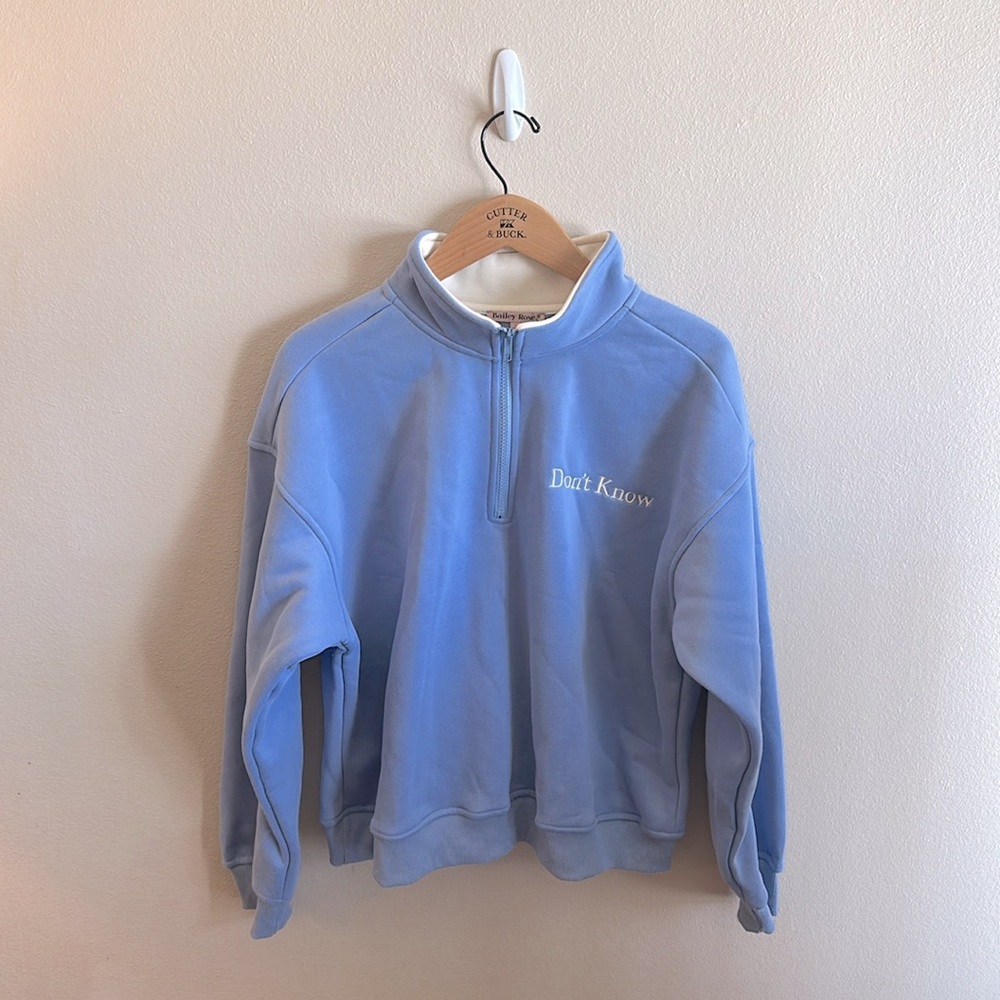 Bailey Rose Sweatshirt Size L Powder Blue Long Sleeve Dont Know Dont Care Logo - Picture 3 of 11